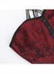Sexy Hot Girl Red Jacquard Dark Pattern Leather Buckle Decoration Punk Style Halterneck Tube Top