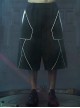 Deep Space Black Street Sports Style Loose Sci-Fi Style Color Matching Six Pockets Pure Cotton Cyberpunk Elastic Waist Short Pants