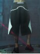 Deep Space Black Street Sports Style Loose Sci-Fi Style Color Matching Six Pockets Pure Cotton Cyberpunk Elastic Waist Short Pants