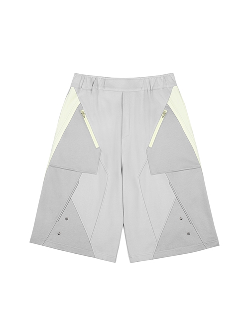 Loose Street Sports Style Pure Cotton Color Matching Eight Pockets Breathable Elastic Waist Cyberpunk Short Pants