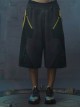 Loose Street Sports Style Pure Cotton Color Matching Eight Pockets Breathable Elastic Waist Cyberpunk Short Pants