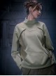 Mecha Style Autumn Winter Small High Collar Side Waist Stitching Waffle Cuffs Metal Zipper Cyberpunk Long Sleeves Pullover Sweatshirt