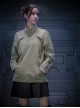 Mecha Style Autumn Winter Small High Collar Side Waist Stitching Waffle Cuffs Metal Zipper Cyberpunk Long Sleeves Pullover Sweatshirt