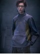 Mecha Style Autumn Winter Small High Collar Side Waist Stitching Waffle Cuffs Metal Zipper Cyberpunk Long Sleeves Pullover Sweatshirt
