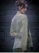 Mecha Style Autumn Winter Small High Collar Side Waist Stitching Waffle Cuffs Metal Zipper Cyberpunk Long Sleeves Pullover Sweatshirt