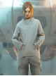 Solid Color Astronaut Collar Hidden Pockets Imitation Grid Thruster Port Design Cyberpunk Long Sleeves Pullover Sweatshirt