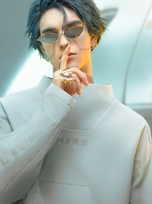 Solid Color Astronaut Collar Hidden Pockets Imitation Grid Thruster Port Design Cyberpunk Long Sleeves Pullover Sweatshirt