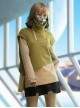Autumn Winter Green Color Matching Fake Two-Piece Plus Velvet Thickened High Collar Warm Cyberpunk Long Sleeves Pullover Sweatshirt