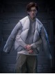 Winter Collarless Thickening Warm Gray Fake Two-piece Removable Sleeves Cyberpunk Long Sleeves Zipper Padded Jacket