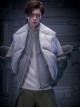 Winter Collarless Thickening Warm Gray Fake Two-piece Removable Sleeves Cyberpunk Long Sleeves Zipper Padded Jacket