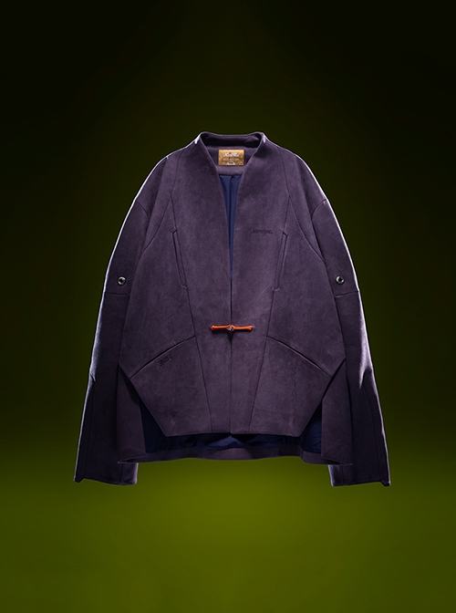 Autumn New Chinese Style Stand Collar Multicolor Artificial Suede Minimalist One-Button Tang Dynasty Suit Cyberpunk Long Sleeves Jacket