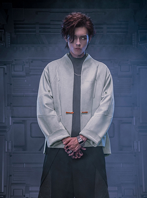 Autumn New Chinese Style Stand Collar Multicolor Artificial Suede Minimalist One-Button Tang Dynasty Suit Cyberpunk Long Sleeves Jacket