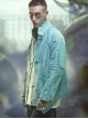 Sky Blue Chinese Style Tang Dynasty Clothing Spring Autumn Street Loose Worn Destruction Cyberpunk Washed Denim Jacket