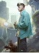 Sky Blue Chinese Style Tang Dynasty Clothing Spring Autumn Street Loose Worn Destruction Cyberpunk Washed Denim Jacket