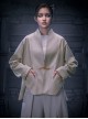 Apricot New Chinese Style Stand Collar One-Button Tang Dynasty Clothing Autumn Minimalist Cyberpunk Short Jacket