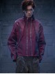 Autumn Winter Stand Collar High Street American Casual Streaming Light Different Color Flocking Cyberpunk Denim Jacket