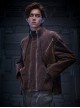 Autumn Winter Stand Collar High Street American Casual Streaming Light Different Color Flocking Cyberpunk Denim Jacket