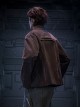 Autumn Winter Stand Collar High Street American Casual Streaming Light Different Color Flocking Cyberpunk Denim Jacket