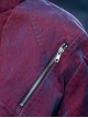 Autumn Winter Stand Collar High Street American Casual Streaming Light Different Color Flocking Cyberpunk Denim Jacket