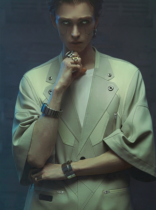 Sand Owl Series Summer American Casual Integrated Structure Flat Suit Collar Daiquiri Gray Green Loose Cyberpunk Short Sleeves Suit Jacket