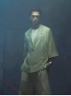 Sand Owl Series Summer American Casual Integrated Structure Flat Suit Collar Daiquiri Gray Green Loose Cyberpunk Short Sleeves Suit Jacket