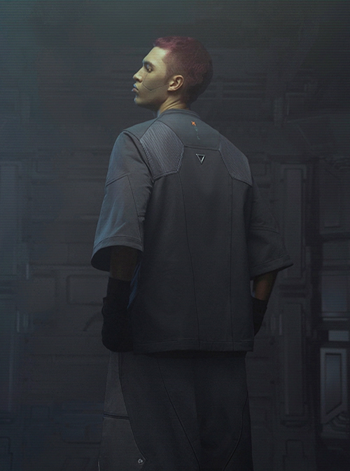 Raven Series Summer Carbon Black Street Thug Style Splicing Mesh Material Loose Cyberpunk Short Sleeves Suit Jacket