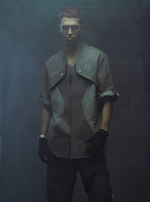 Autumn Placket Invisible Button Stitching Canvas American Casual Adjustable Sleeve Length Cyberpunk Short Sleeves Shirt