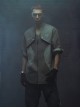 Autumn Placket Invisible Button Stitching Canvas American Casual Adjustable Sleeve Length Cyberpunk Short Sleeves Shirt