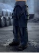 Spring Autumn Loose Casual Dark Blue Color Matching Straight Silhouette Detachable Trouser Legs Cyberpunk Trouser Set