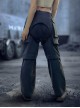 Spring Autumn Loose Casual Dark Blue Color Matching Straight Silhouette Detachable Trouser Legs Cyberpunk Trouser Set