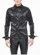 Black Light Metal Ring Webbing Collar Sharp Corner Cuff Twill Fold Punk Shirt