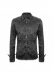 Black Light Metal Ring Webbing Collar Sharp Corner Cuff Twill Fold Punk Shirt