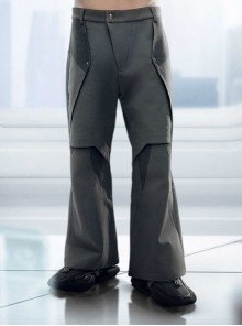 Aristoi IV Series Deep Space Black Loose Colorblock Double-Layer Structure Imitation Mecha Joint Design Minimalist Style Cyberpunk Suit Trousers