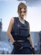 Night Blue Removable Chest Pack Side Opening Reversible Cyberpunk Pullover Cargo Vest