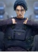 Night Blue Removable Chest Pack Side Opening Reversible Cyberpunk Pullover Cargo Vest