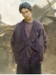 Chinese Hanfu Style Splicing Dyed Washed Distressed Craft Irregular Hem Cyberpunk Long Sleeves Cardigan
