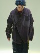Chinese Hanfu Style Splicing Dyed Washed Distressed Craft Irregular Hem Cyberpunk Long Sleeves Cardigan