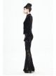 Pleated Velvet High Collar Small Lantern Sleeve Lace Cuff Black Gothic Blouse