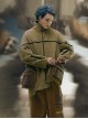 Khaki Wasteland Style Distressed Craft Detachable Punching Bag Pockets Asymmetrical Hem Mid-Length Cyberpunk Windbreaker Jacket