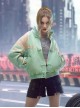 New Chinese Style Cyan Denim Splicing Leather Washing Craft Thickened Windproof Cyberpunk Hooded Short Jacket