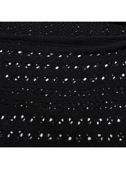 Sexy Black Hollow Loose Simple Version Unique Woven Texture Gothic Style Cardigan