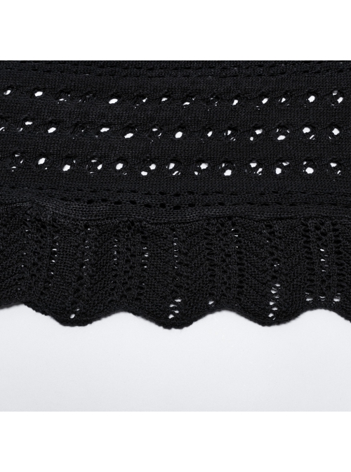 Sexy Black Hollow Loose Simple Version Unique Woven Texture Gothic Style Cardigan