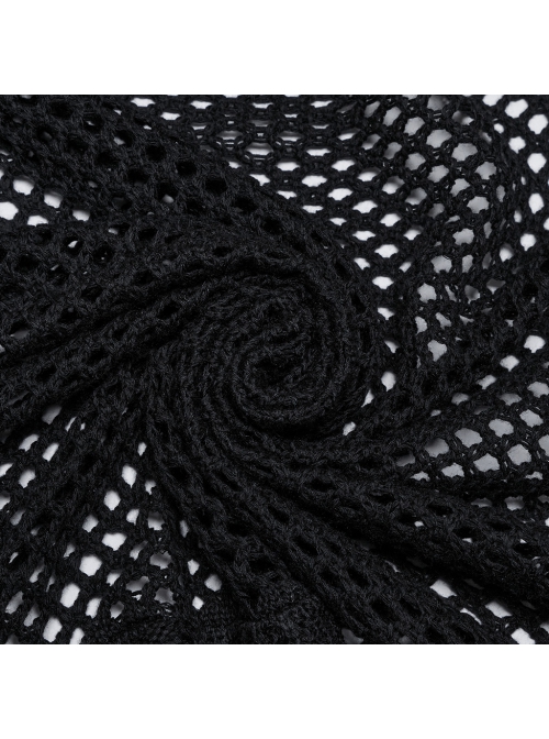 Sexy Black Hollow Loose Simple Version Unique Woven Texture Gothic Style Cardigan