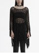 Sexy Black Hollow Personalized Tassel Woven Gothic Style Long Sleeves Sweater