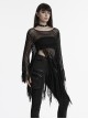 Sexy Black Hollow Personalized Tassel Woven Gothic Style Long Sleeves Sweater