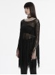 Sexy Black Hollow Personalized Tassel Woven Gothic Style Long Sleeves Sweater