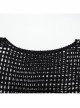 Sexy Black Hollow Personalized Tassel Woven Gothic Style Long Sleeves Sweater