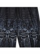 Cool Black Cyber Mechanical Skull Print Elastic Slim Fit Minimalist Punk Style Gradient Pants