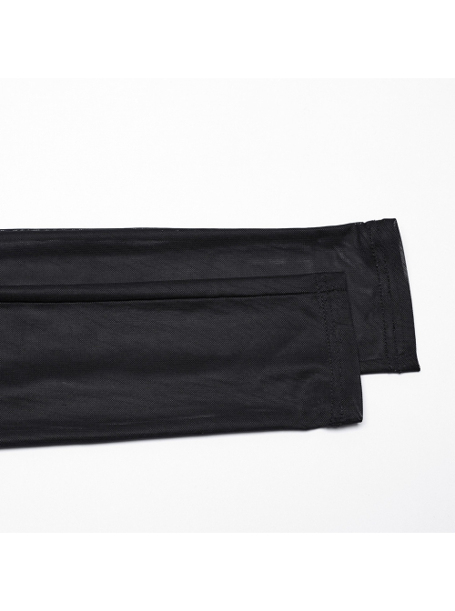 Cool Black Cyber Mechanical Skull Print Elastic Slim Fit Minimalist Punk Style Gradient Pants