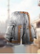 Summer Meteorite Gray Washed Distressed Denim Stitching Leather Three-Dimensional Double-Layer Pocket Cyberpunk Short Pants